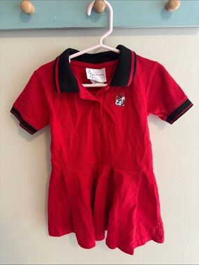 Two Feet Ahead Georgia Bulldogs Girls Polo Dress 3T Red Black 100% Cotton UGA